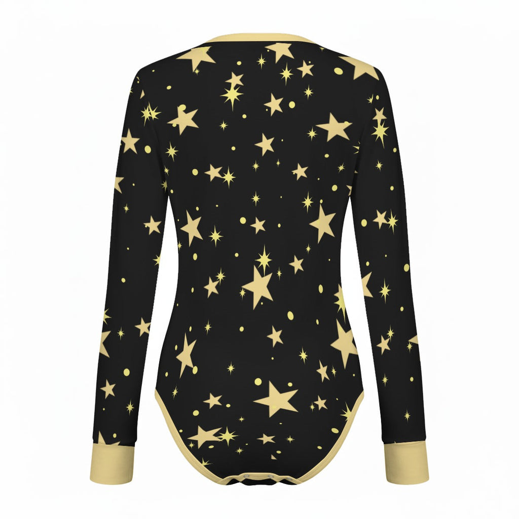 Golden Night Stars Long Sleeve CuddleSuit