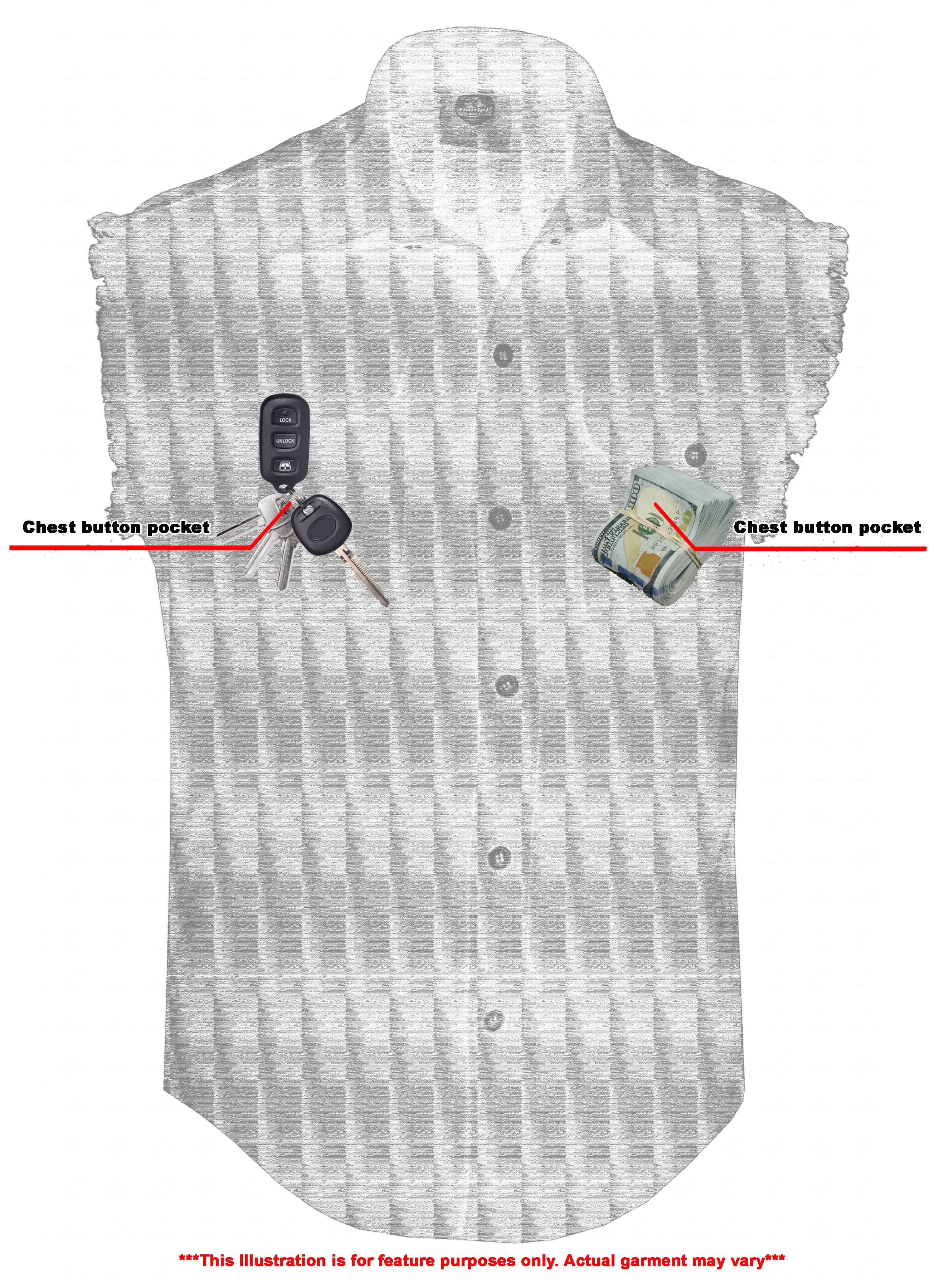 Men's Orange Lightweight Sleeveless Denim Shirt
