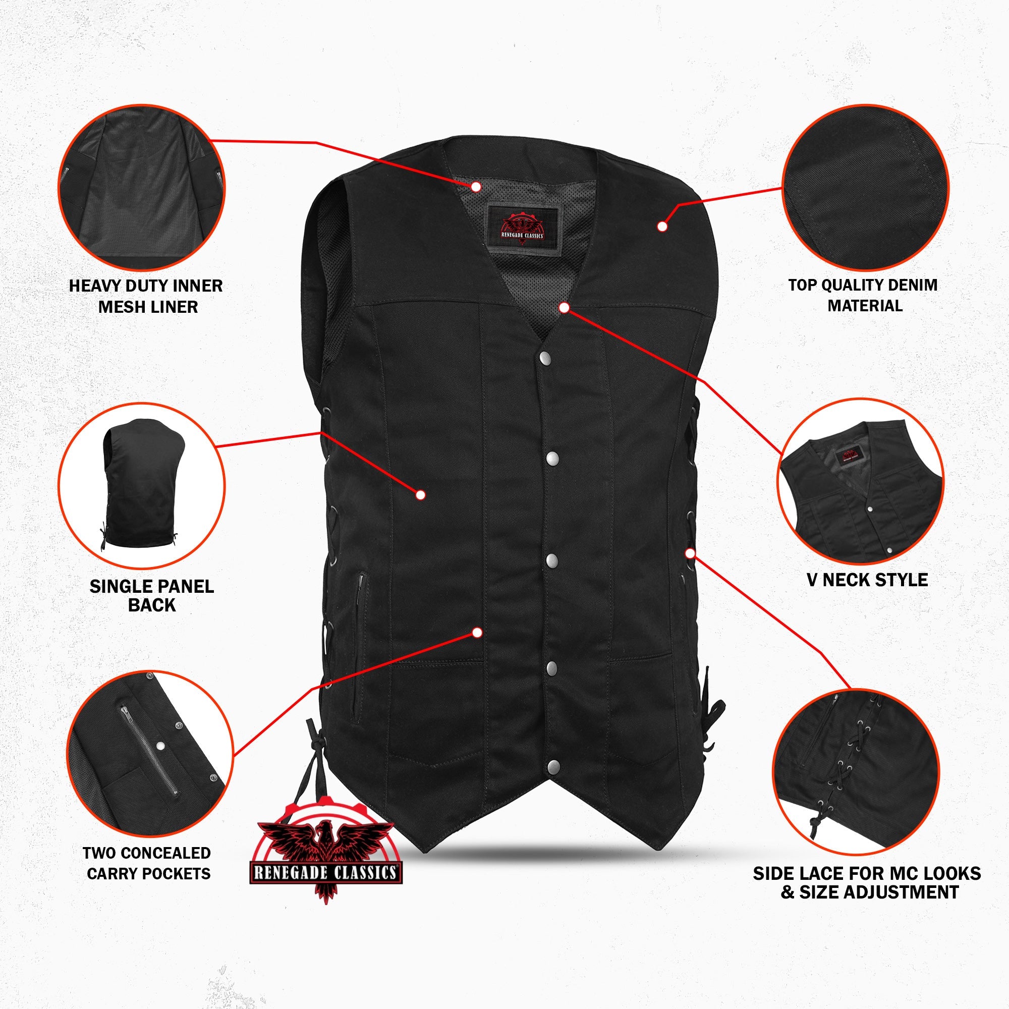 Men's Ten Pocket Denim Utility Vest - TALL