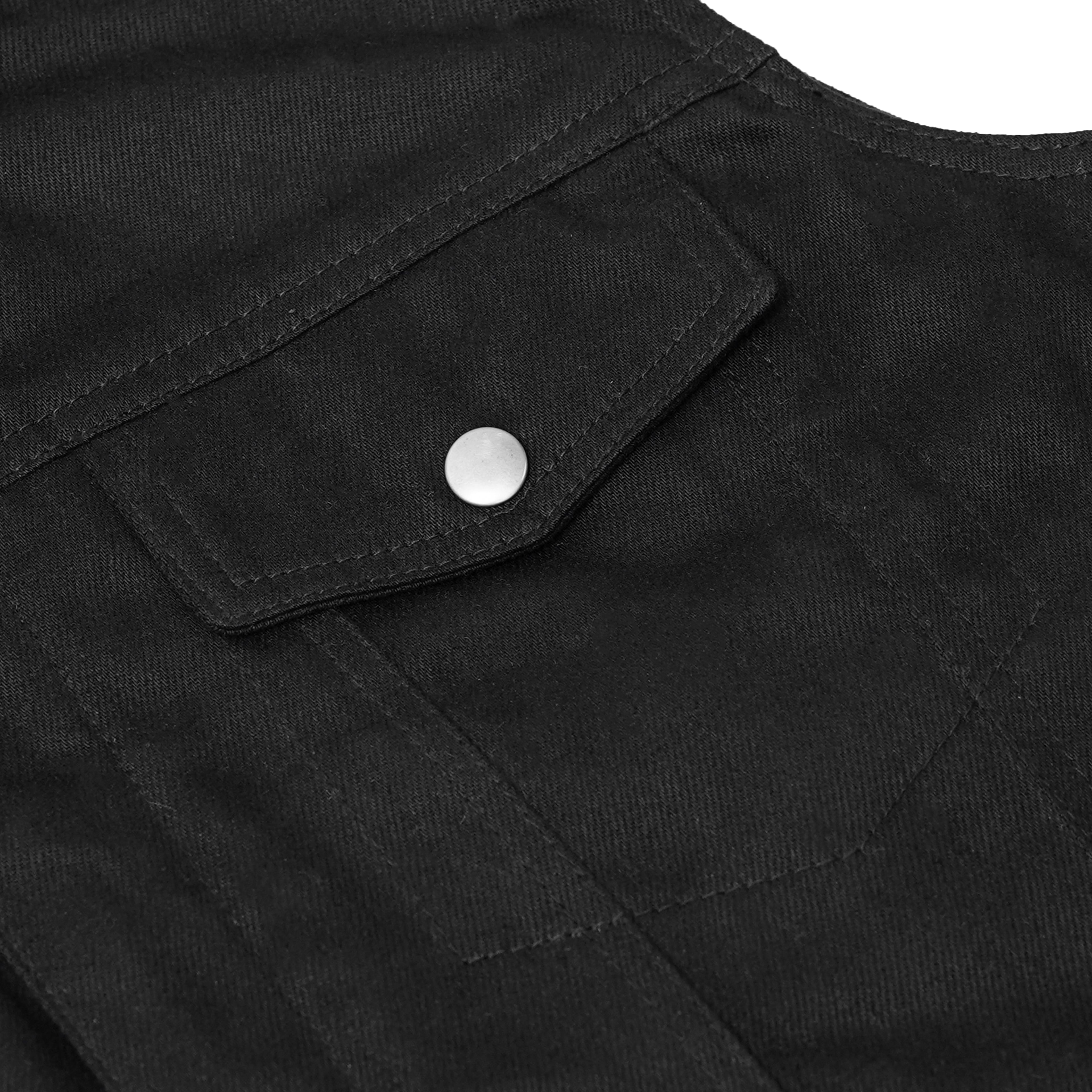 Snap Front Men's Denim Motorcycle Vest  - Black