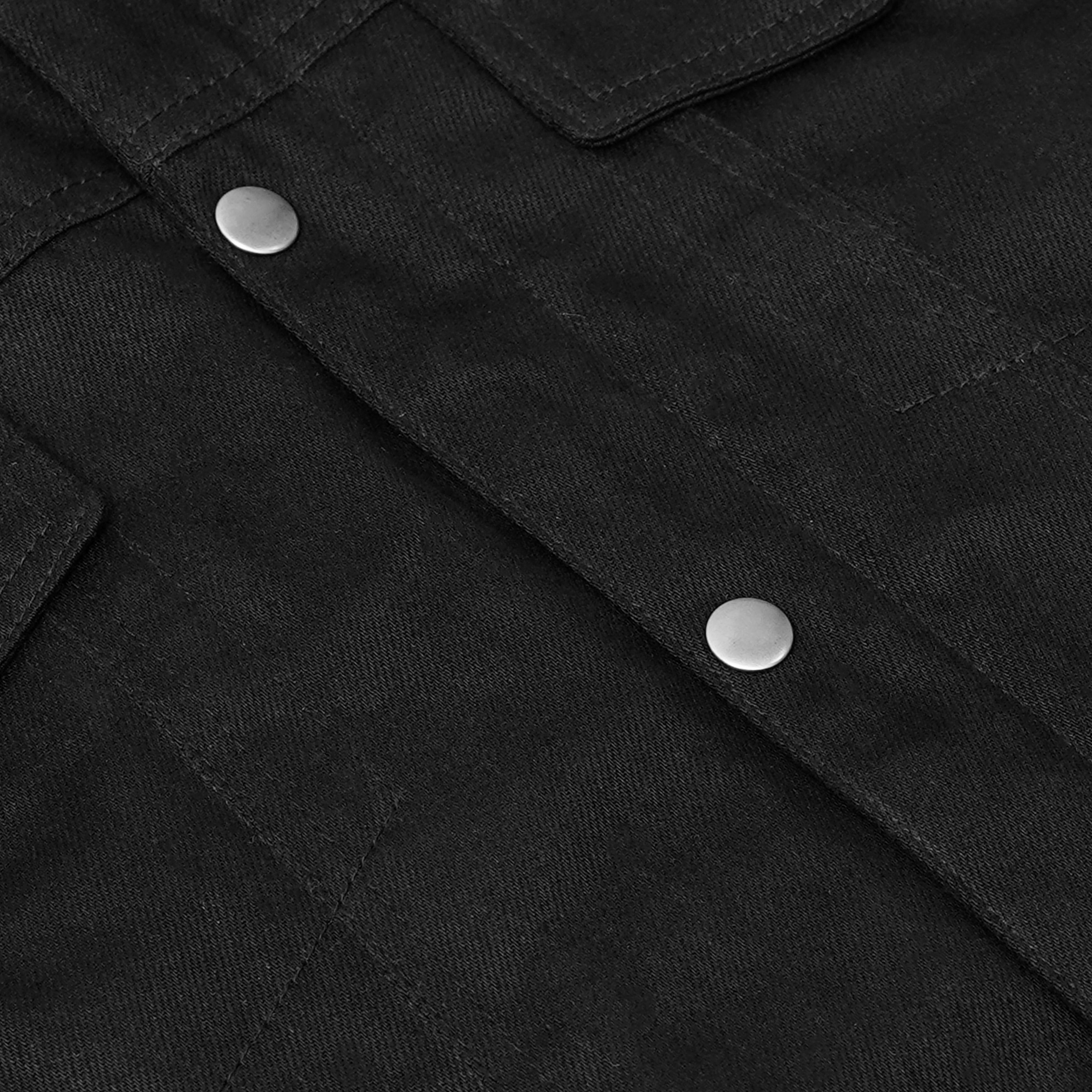 Snap Front Men's Denim Motorcycle Vest  - Black