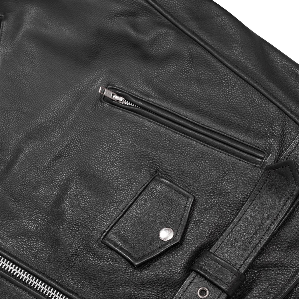 Men's Premium Classic Plain Side Police Style Jacket - Black