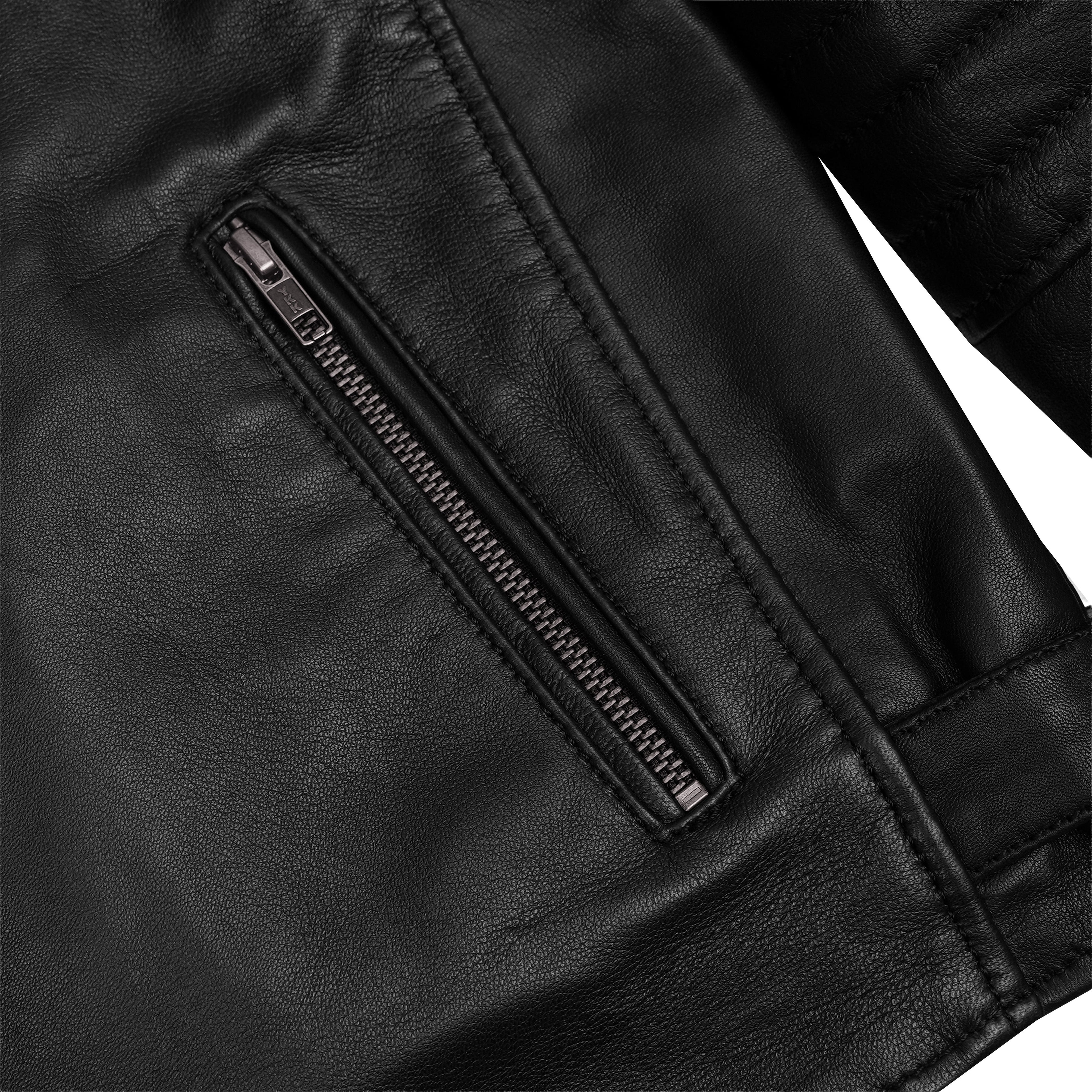 Men's Lightweight Drum Dyed Naked Lambskin Crossover Scooter - Black