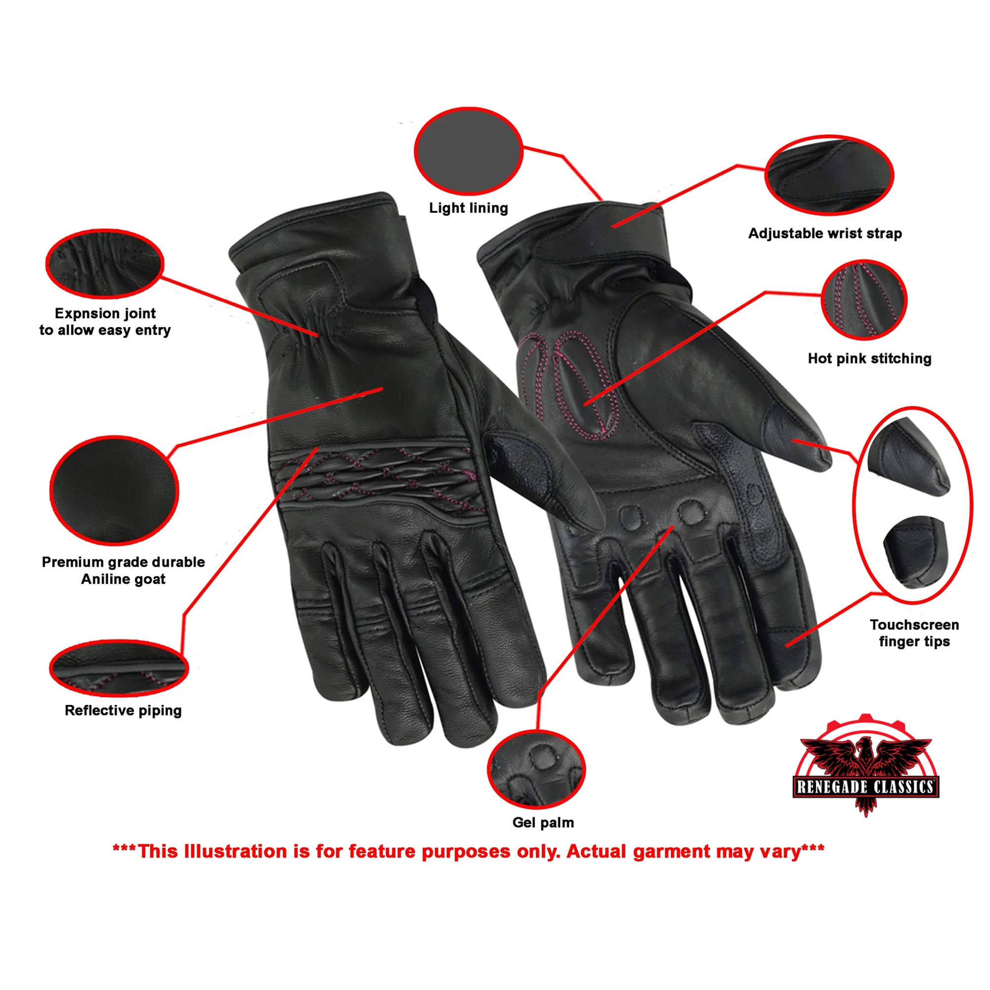 Women's Cruiser Glove  (Black/Pink)