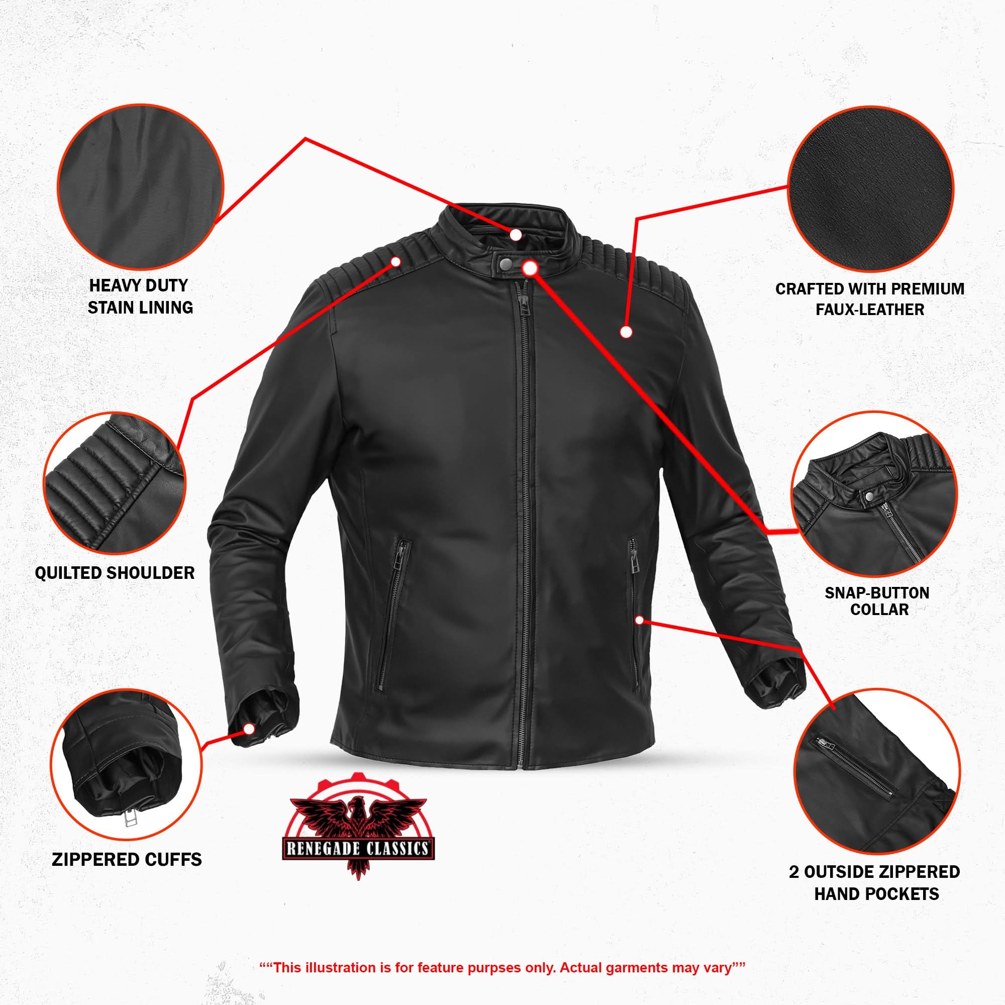 Rivet Soul Men’s Faux Leather Motorcycle Jacket