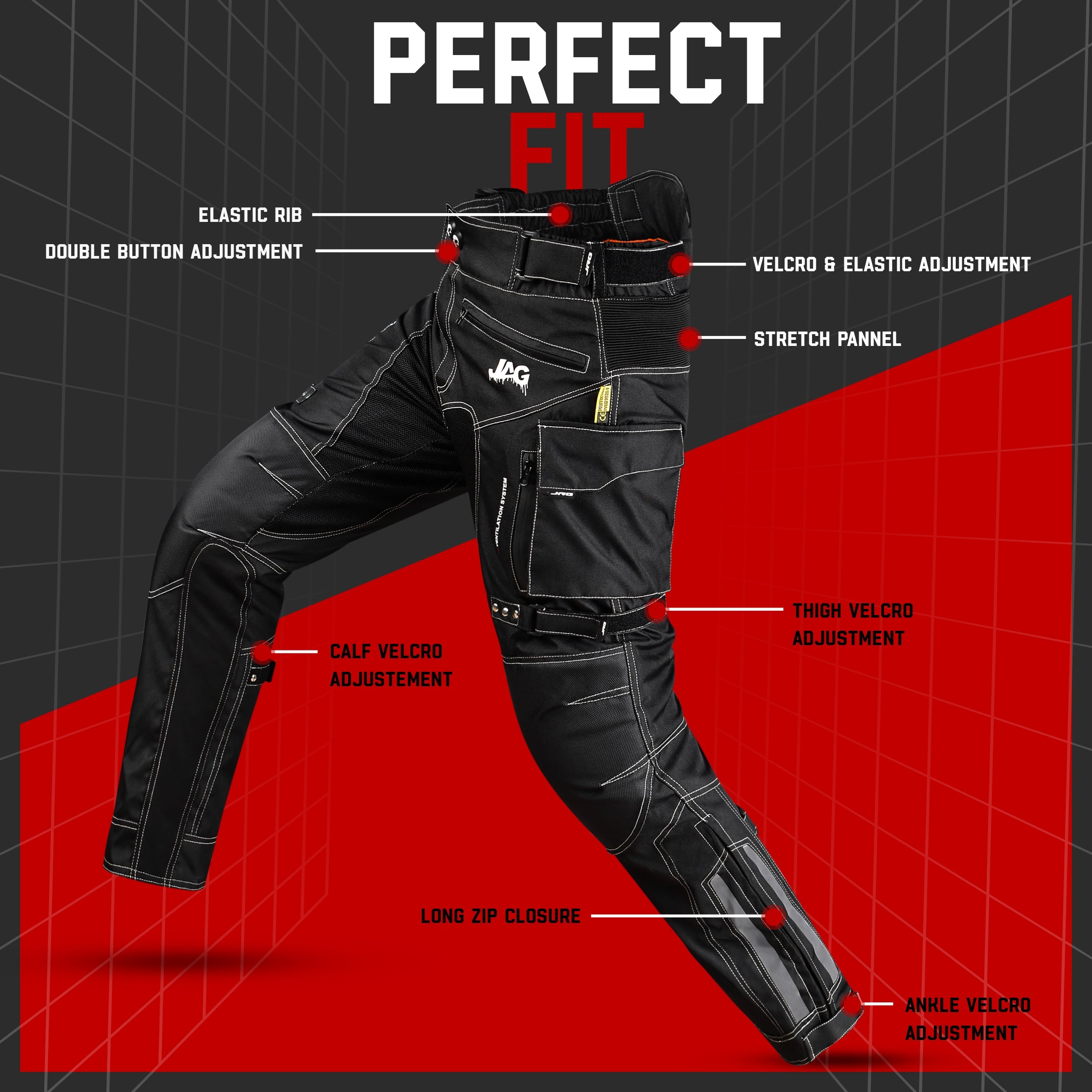 The mavrick- Motorcycle Protective Pants (Black)  By:JAG.
