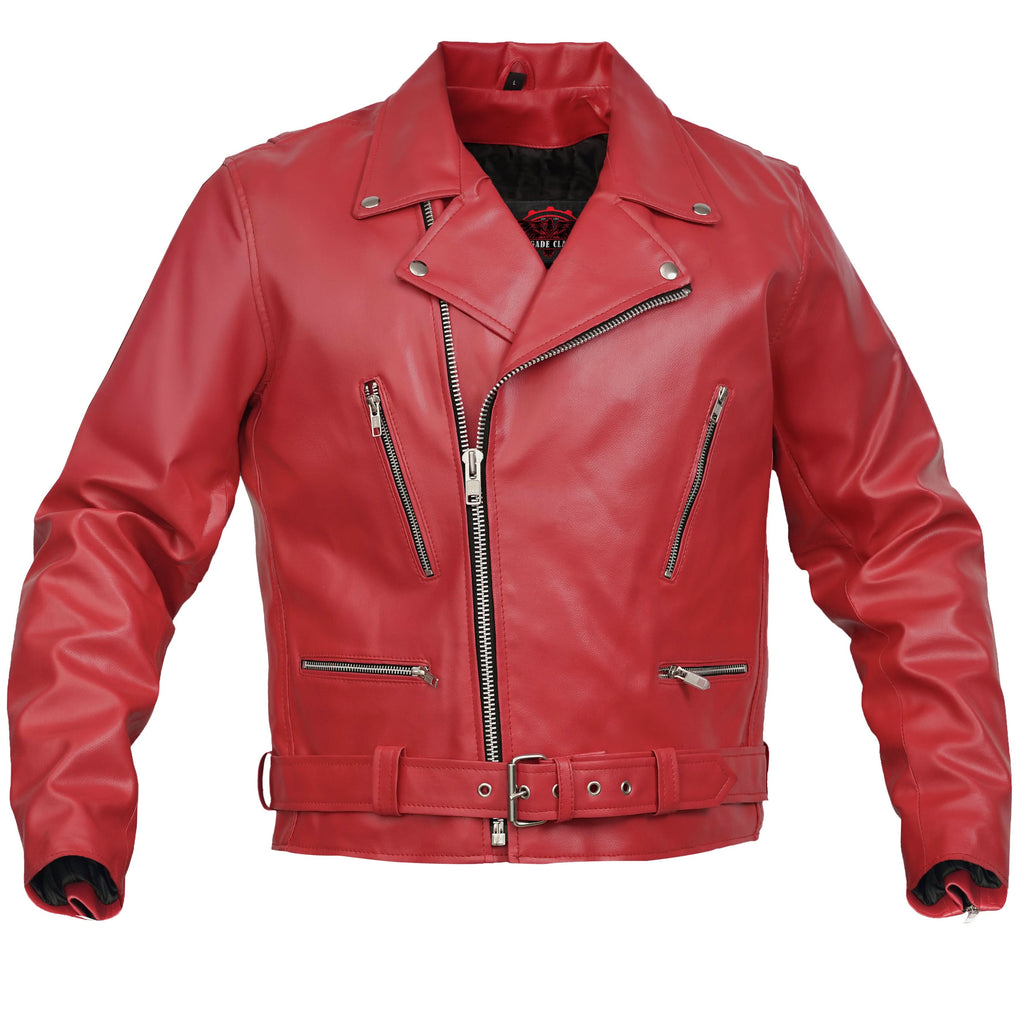 Crimson Firebrand Men’s Faux Leather Motorcycle Jacket