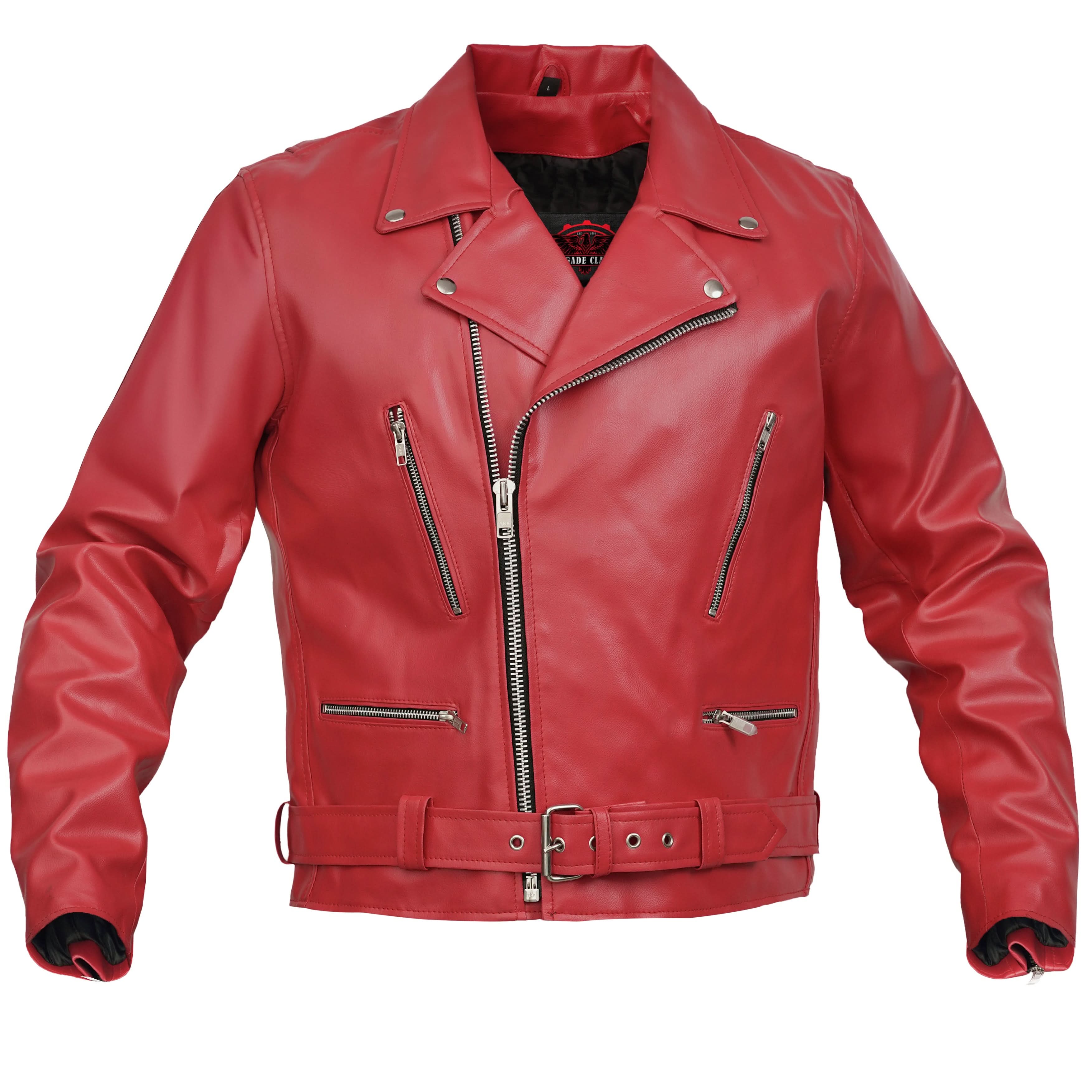 Crimson Firebrand Men’s Faux Leather Motorcycle Jacket
