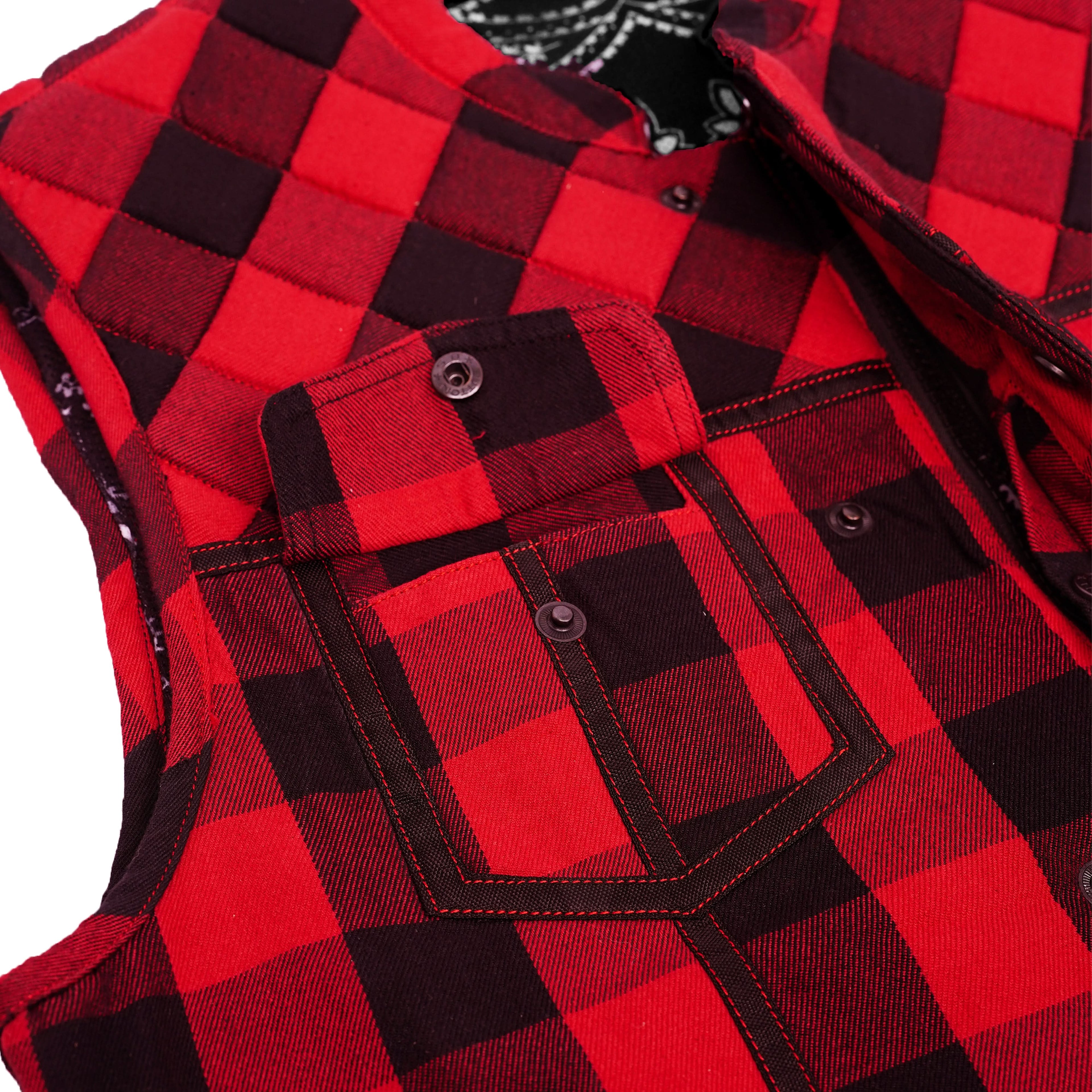 Scarlet Fury Black and Red Flannel Textile Vest