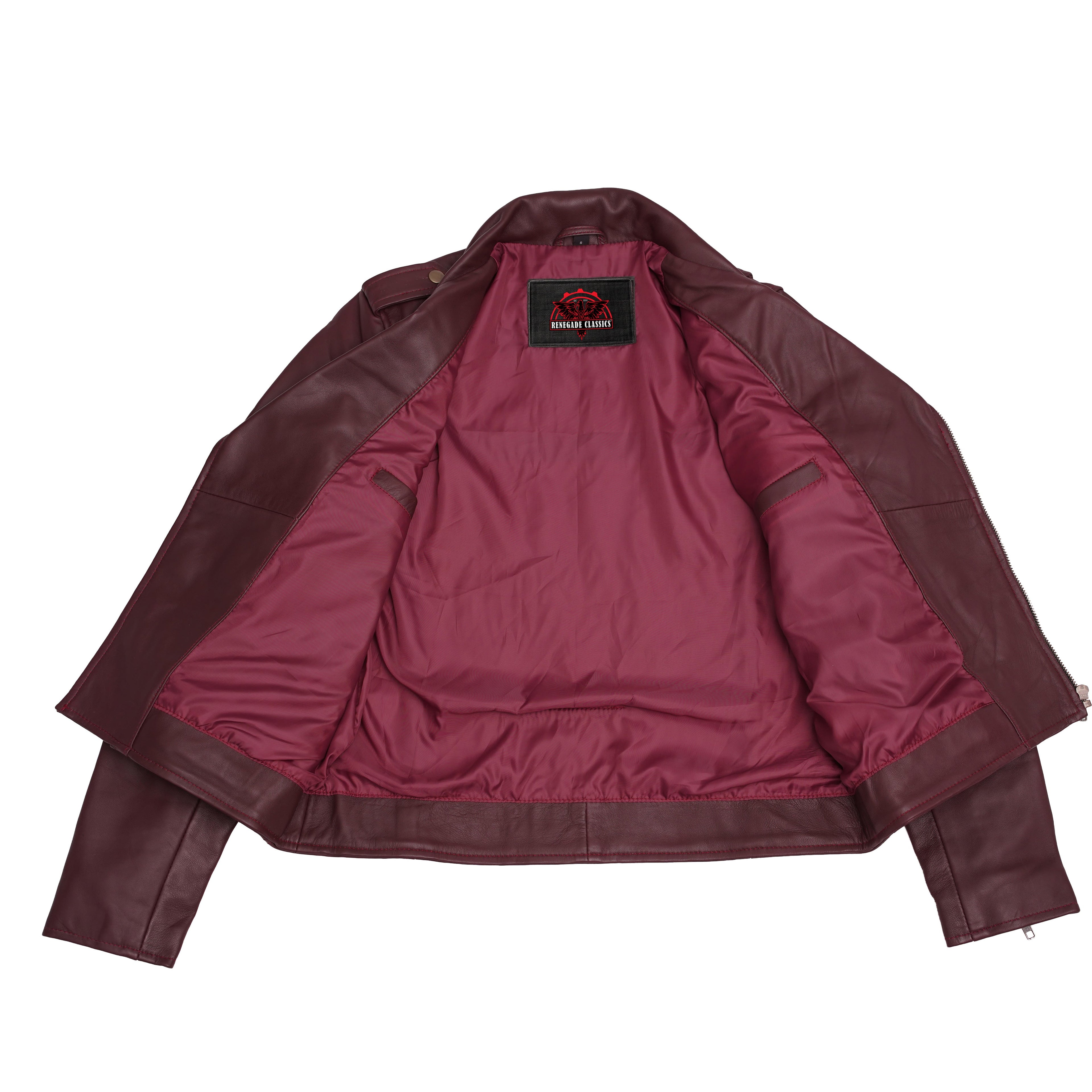 Rose Glow Women's Oxblood Fashion Leather Jacket