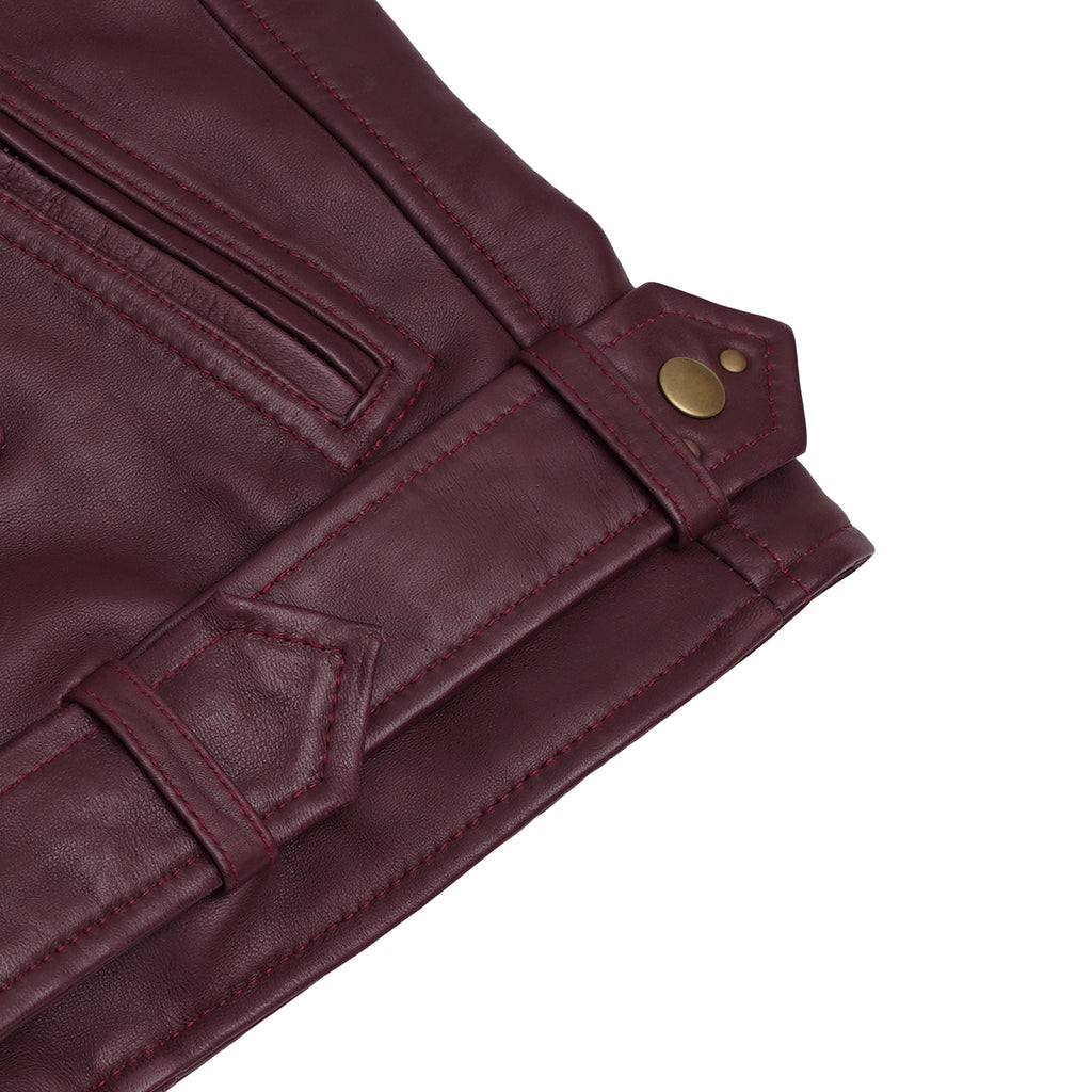 Rose Glow Women's Oxblood Fashion Leather Jacket