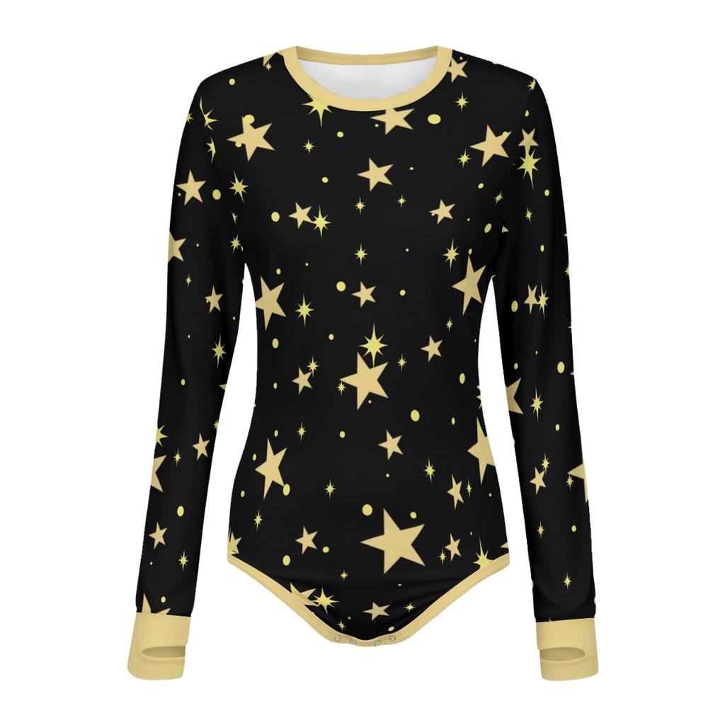 Golden Night Stars Long Sleeve CuddleSuit