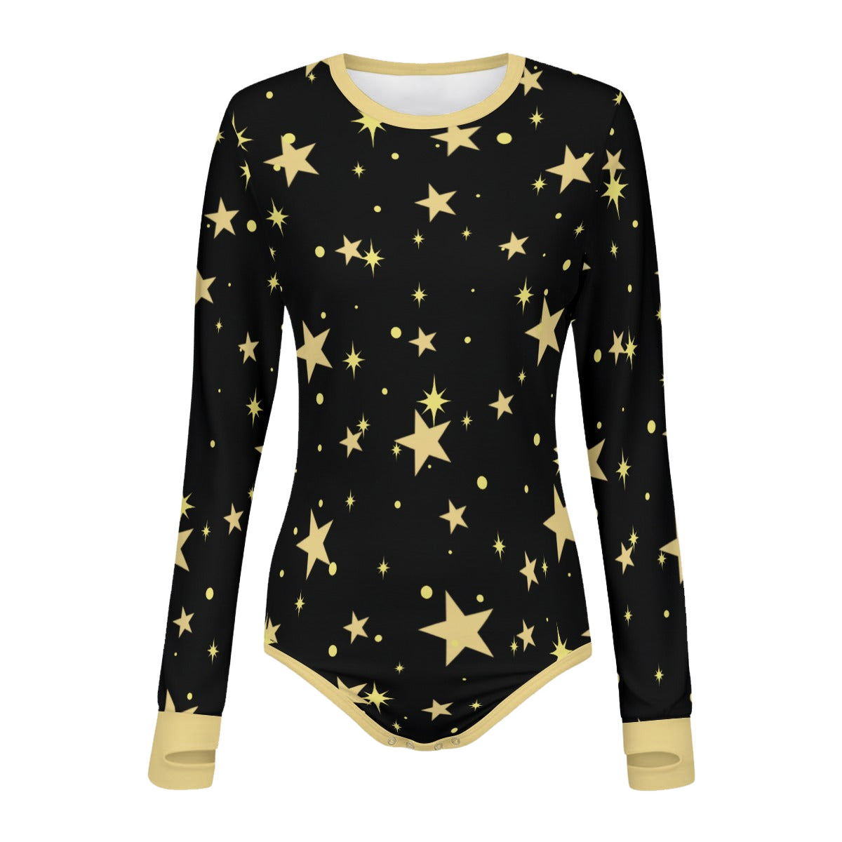 Golden Night Stars Long Sleeve CuddleSuit
