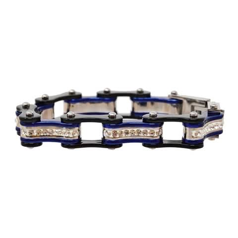 VJ117 Two Tone Black/Candy Blue W/White Crystal Centers
